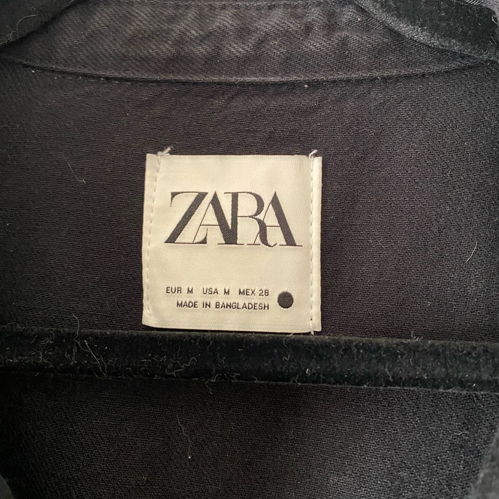 Zara Black Denim Shirt Jacket - Picture 3 of 3